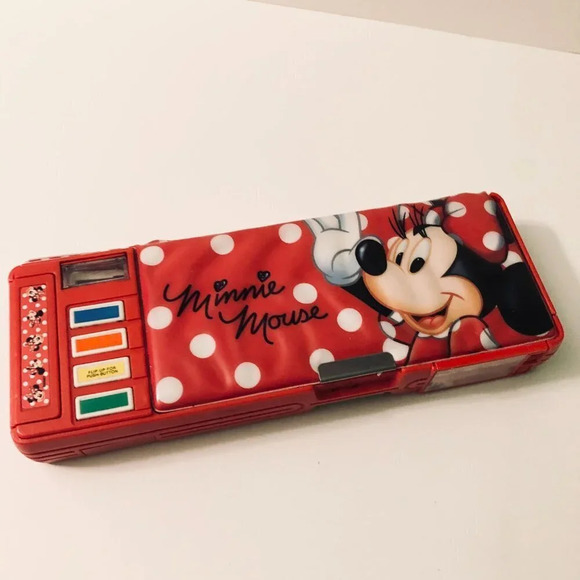 Vintage 90s Disneys Minnie Mouse Kids Double Sided Pencil Case With 4 Buttons - Picture 4 of 16